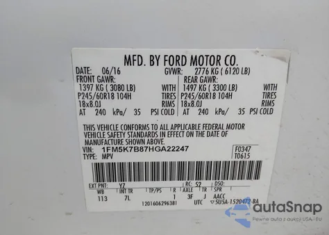 2017 Ford Explorer from USA, damaged, VIN 1FM5K7B87HGA22247